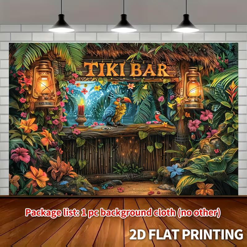 Toile de fond de Photobooth Fête d'Été 2D Bar Tiki Jungle Tropicale
