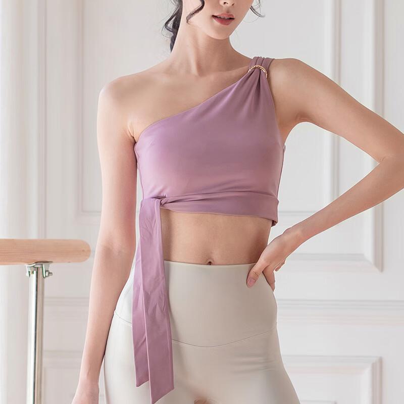 OEING Women's One-Shoulder High Elastic Sports Bra Tank Top