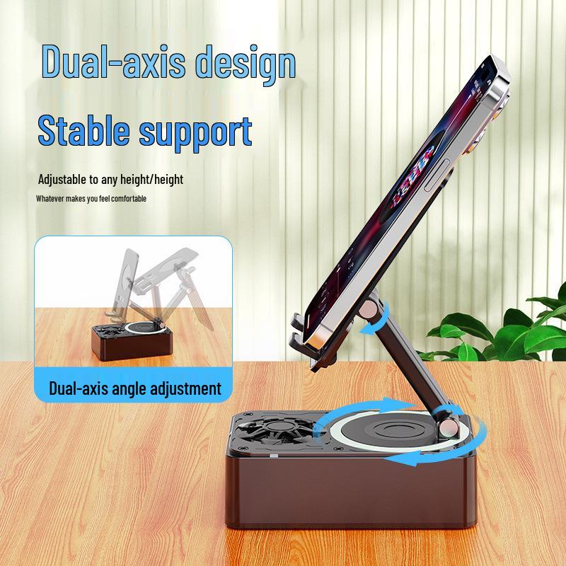 360° Rotating Phone Holder & Bluetooth Speaker - Desktop Stand with High-Quality Sound