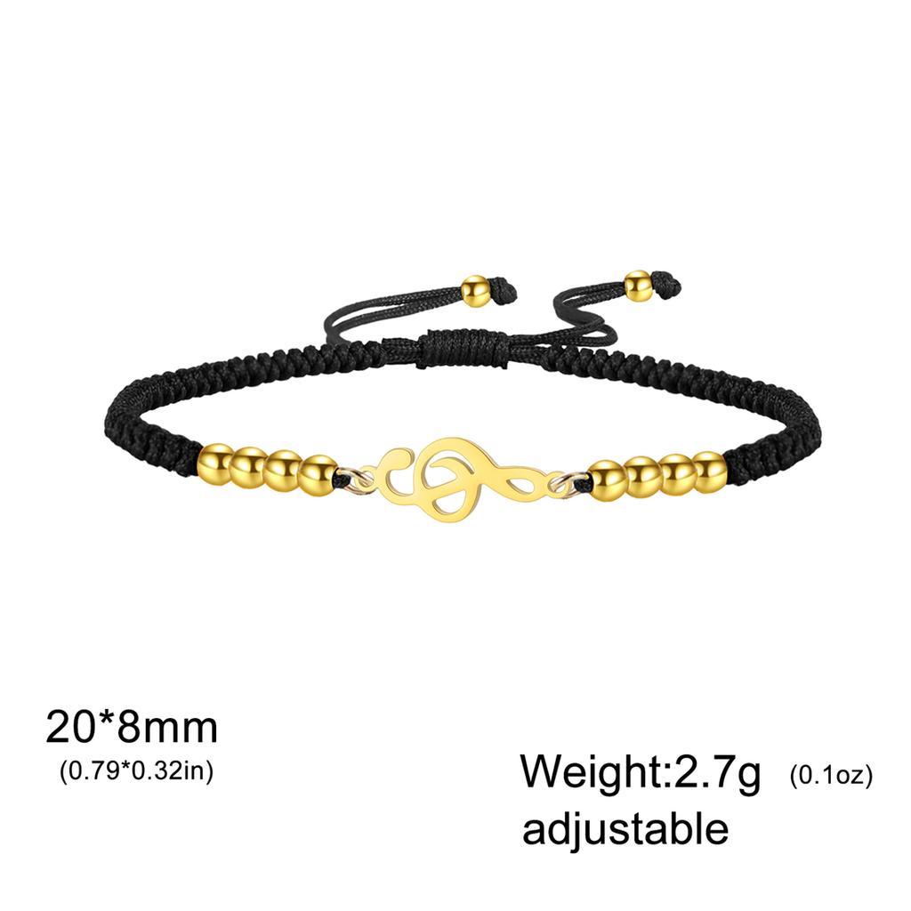 Fashion Music Symbol Bracelet for Women Gold/Silver Color Link/Rope Chain Bracelet Stainless Steel Musician Jewelry Gift