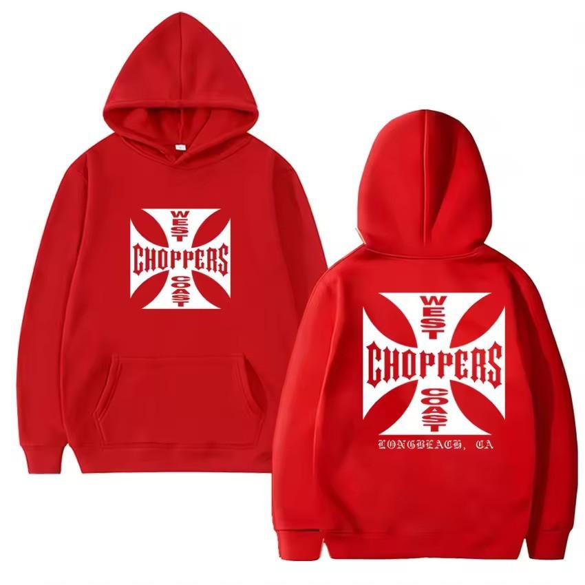 Unisex Wool Long-Sleeve Hooded Sweatshirt, West Coast Helicopter Retro Print