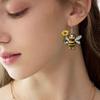 Cute Bee Dangle Earrings For Women Girls Acrylic Honey Bee With Sunflower Design Drop Earrings Halloween Christmas  Jewelry Gift