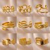 18K Gold Plated Stainless Steel Geometric Open Wide Band Unisex Ring