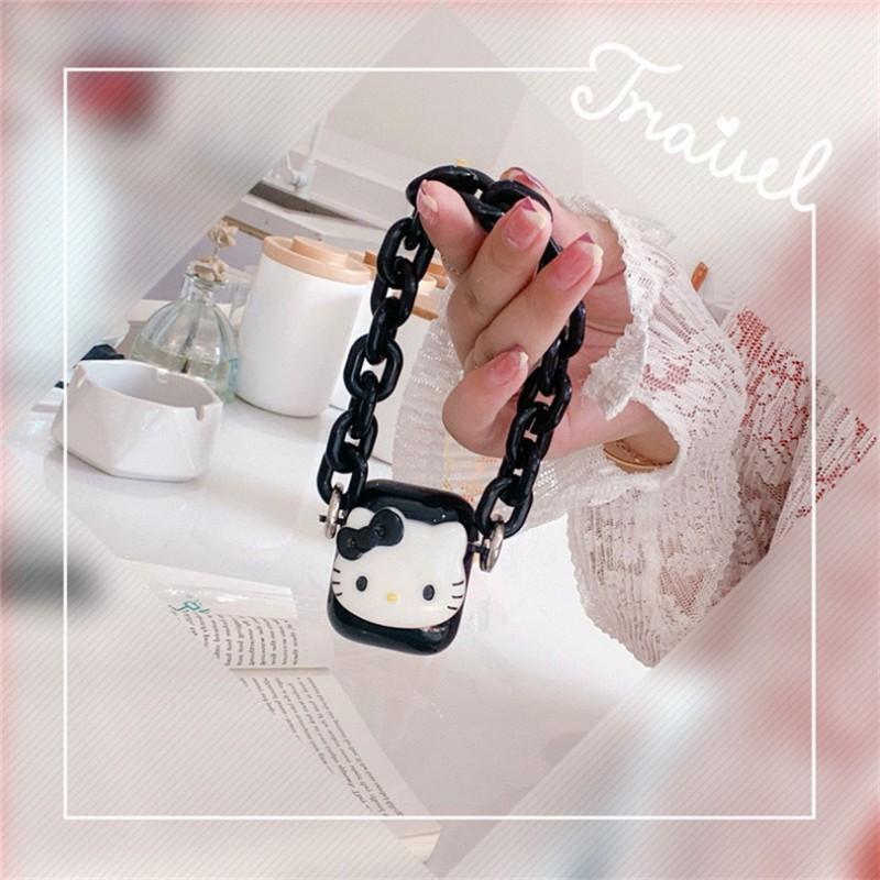 Suitable AirPods 1/2 Generation Apple Bluetooth Earphone Case Ins Cat Pro O3 Bracelet Pure Black AirPods 3rd Generation