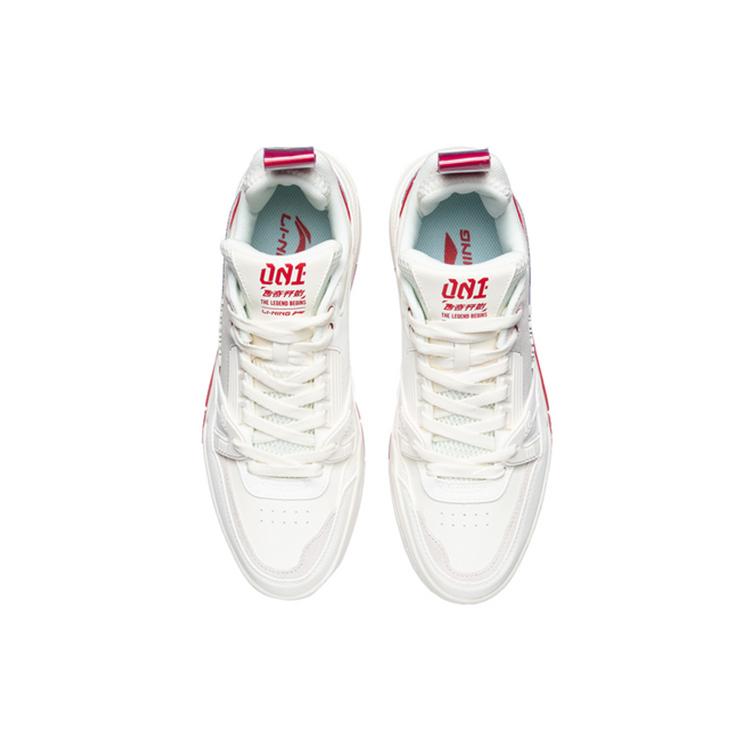 Li Ning 001 BTC Slip Resistant, Abrasion Resistant, Balanced, Lightweight Low top Skateboard Shoes Unisex White Red AECR001-4