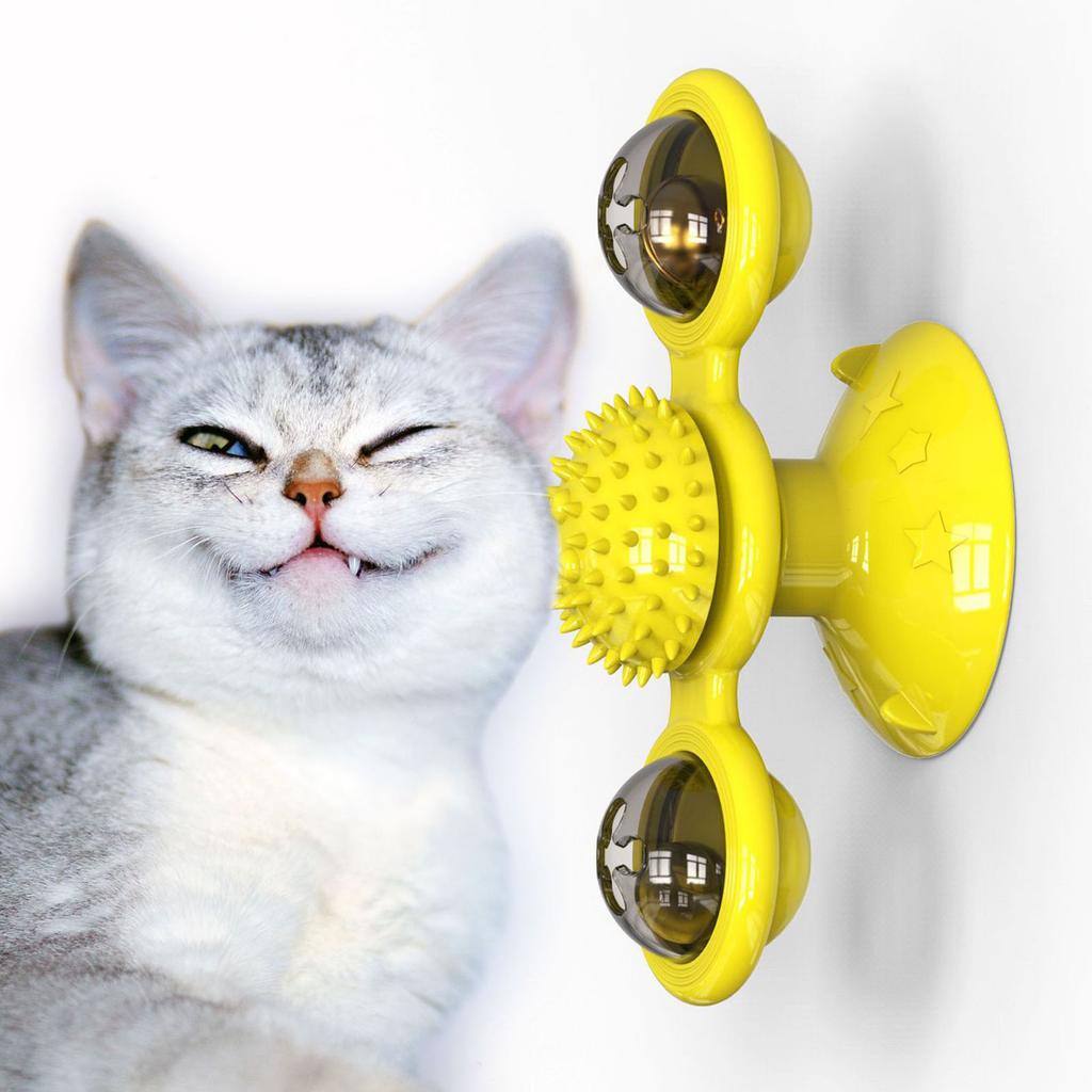 Windmill Cat Toy Rotating Interactive Multifunctional Kitten Comb Toy for Wall Door