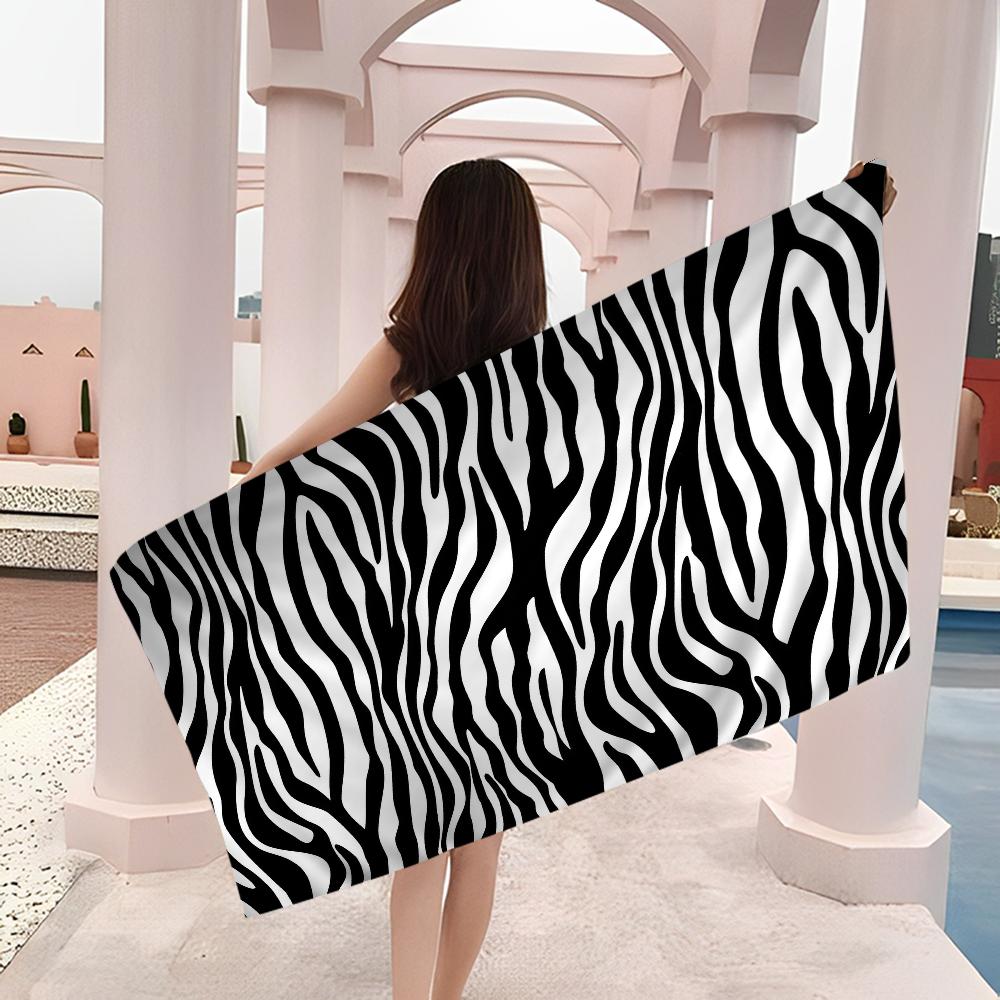 Asciugamano da Spiaggia Nuoto Stampa Zebra Bianca Nera Anime Asciugamano Morbido Assorbente Lavetta Regali per Bambini Viaggio Campeggio Palestra