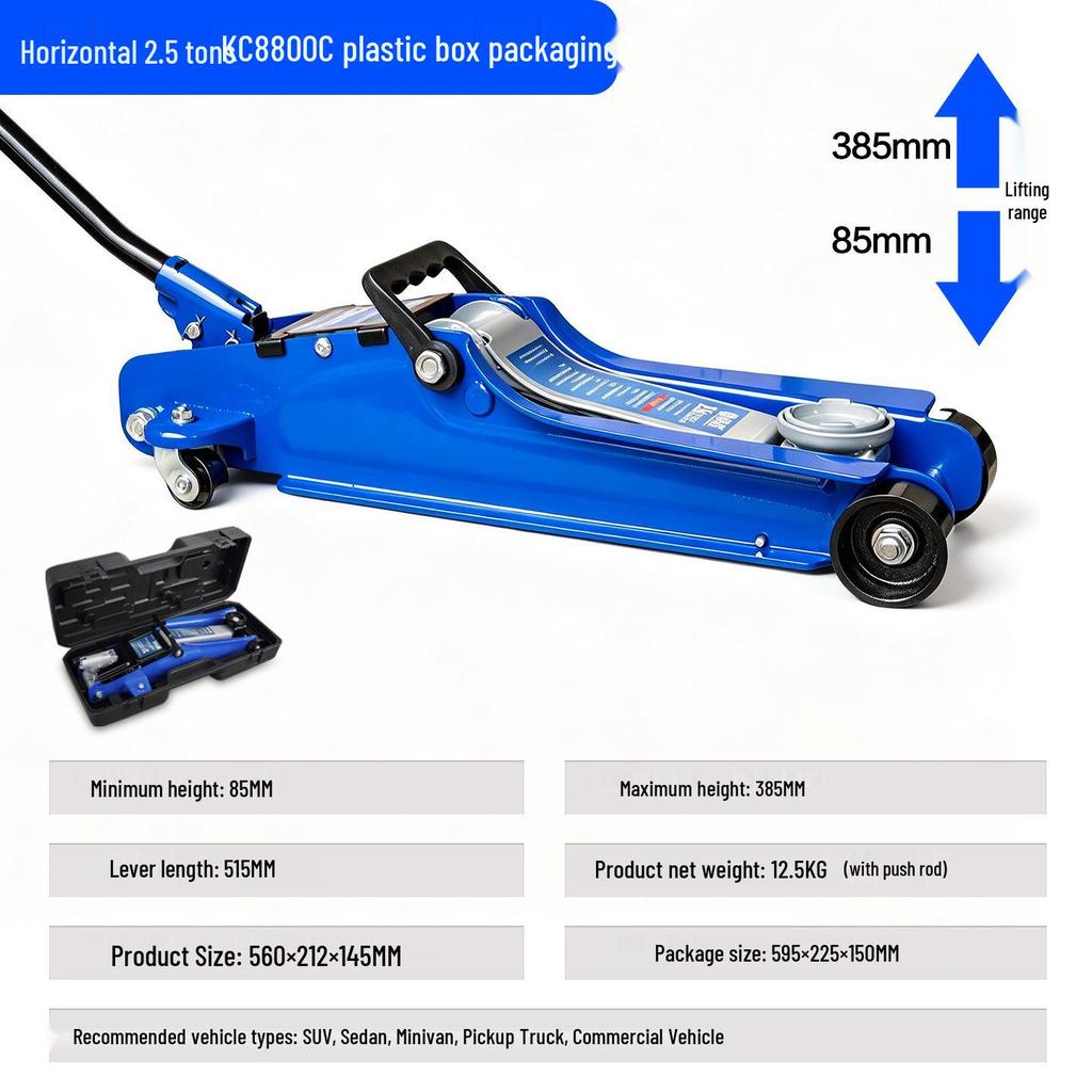 2-Ton Horizontal Hydraulic Car Jack for SUVs – 3T Tire Change Tool