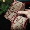 Holiday Theme Fabric Ribbon Christmas Red Berry Ribbon, 2.2 Yards Imitation Linen 2.5 Inch Wide Wired Edge for Bows Gift Box Packaging DIY Wreath Tree