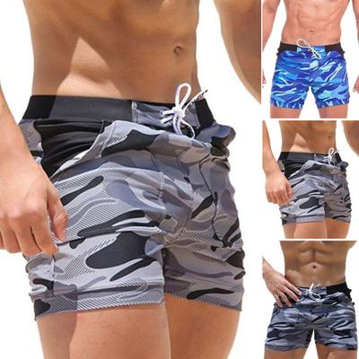 Beach Shorts Quick Dry Drawstring Camouflage Print Elastic Waist Swim Shorts Beachwear