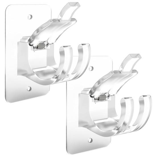 2 Pcs Curtain Rod Hooks Two Installation Ways Self-adhesive No-puching Anti-slip Wall-punching with Nails Great Load Bearing Bedroom Livingroom
