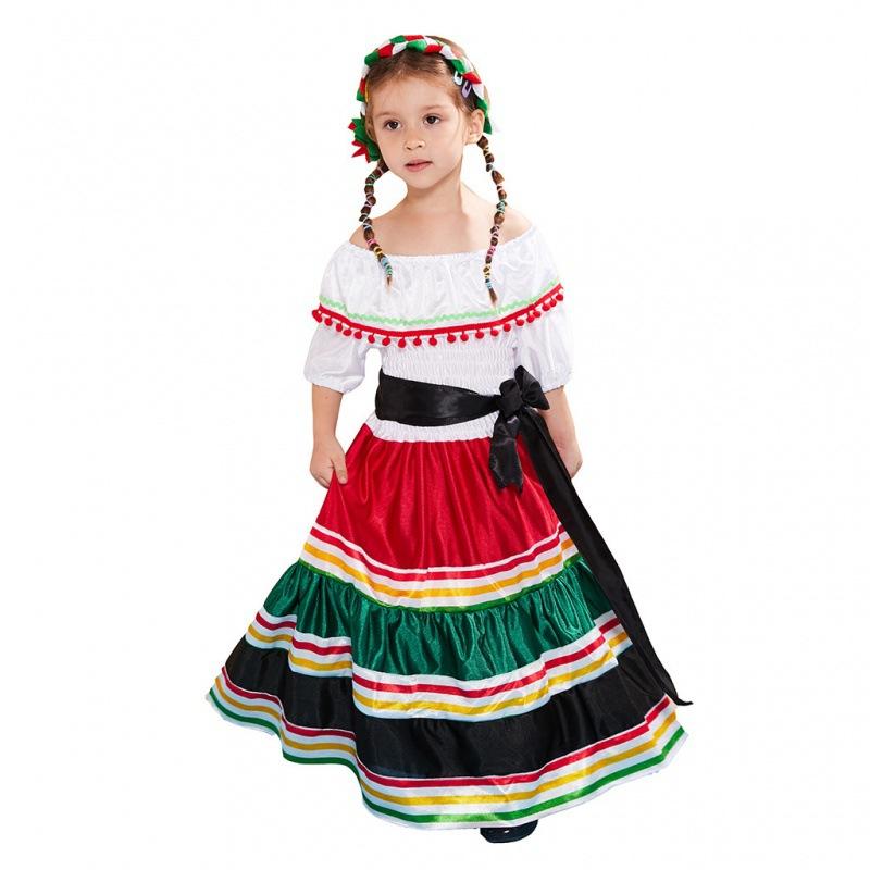 

Delightful Ethnic Style Long Dress For Girls Suitable For Halloween And Stage Events M