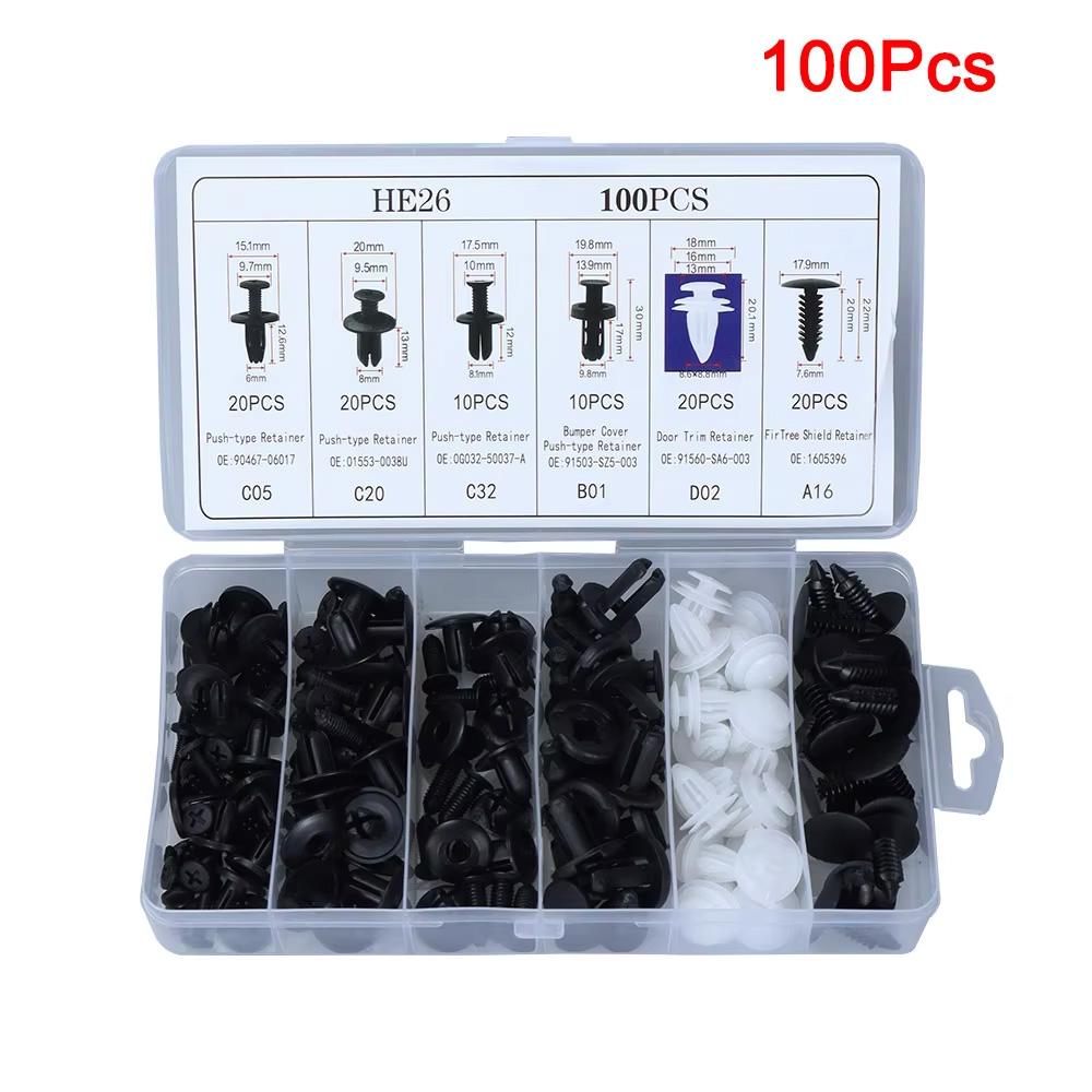 

50/100 шт. Автомобильные крепежные клипсы Автомобильный кузов Нажимной фиксатор Штифт Заклепка Набор Бампер Панель двери Смешанный пластиковый набор клипс Инструменты для снятия обшивки