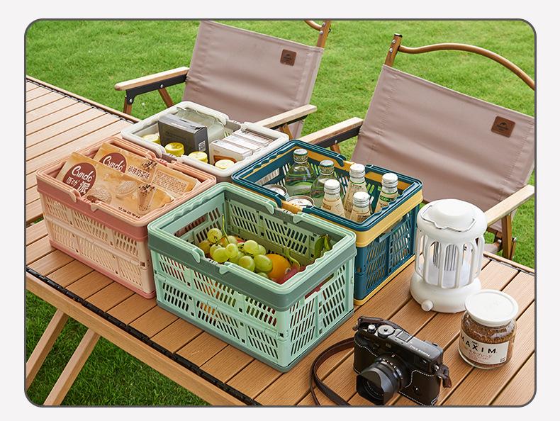 Collapsible Multifunctional Storage Basket for Kitchen, Shopping, and Picnic