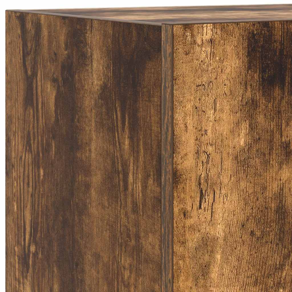 Wall Mounted TV Cabinet with RGB LED Lights Smoked Oak Finish 40.5 x 35 x 40 cm