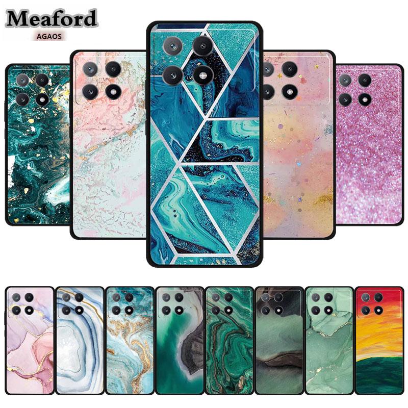 Marble Pattern Phone Case for Poco X6 Pro Clear Edge Cover Funda for Xiaomi Poco X 6 Pro Soft Transparent Coque Color Back Shell