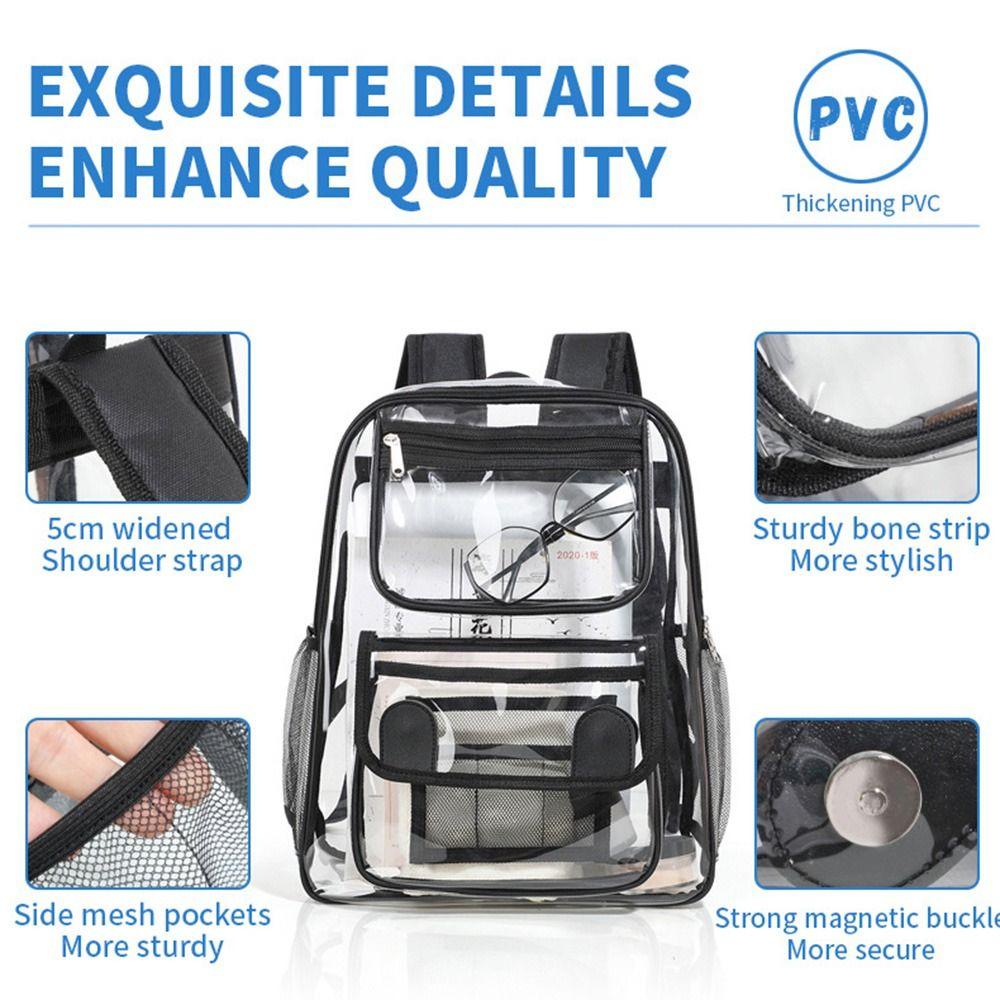 Large Capacity Students School Bag Zipper Outdoor Sport Bag Fashion Transparent Backpack Travel