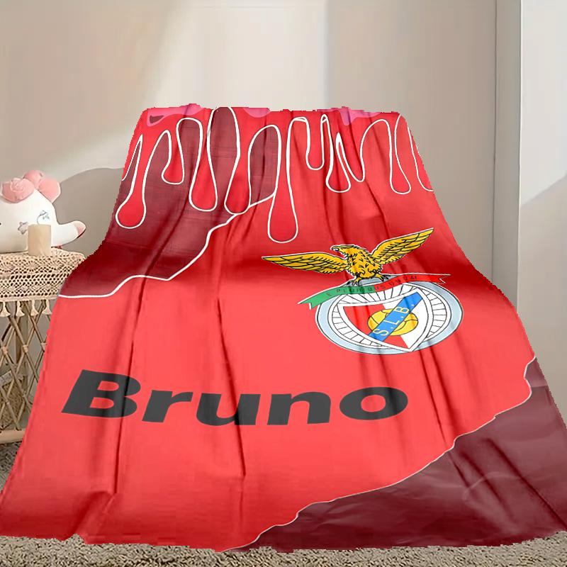 1pc SL Benfica Blanket, Home Printed Throw Blanket - Soft Blanket Gift for Family, Washable Sofa Bed Blanket