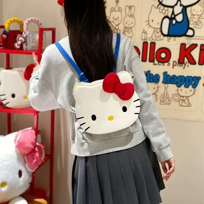 Red Cat Bow Cartoon Cute Backpack Student Leisure Bag For Use Daily