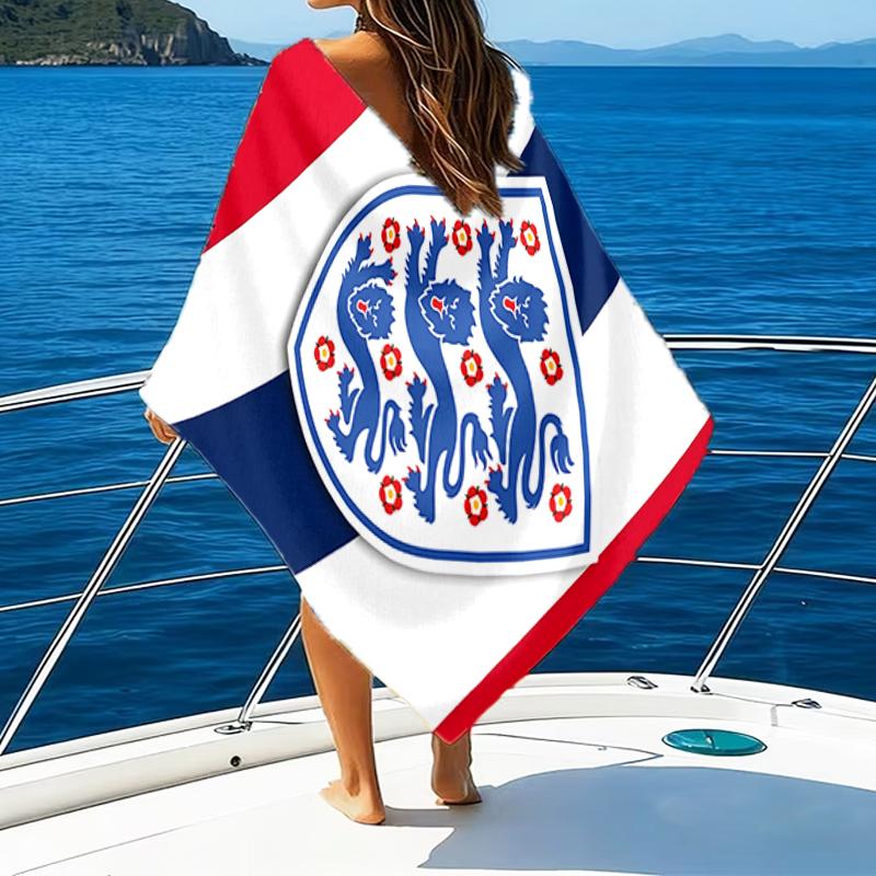 EnglFootball Crest Beach Towel - Soft, Absorbent Microfiber, Lightweight, Ideal for The Beach, Parties, Travel, Camping fan gifts