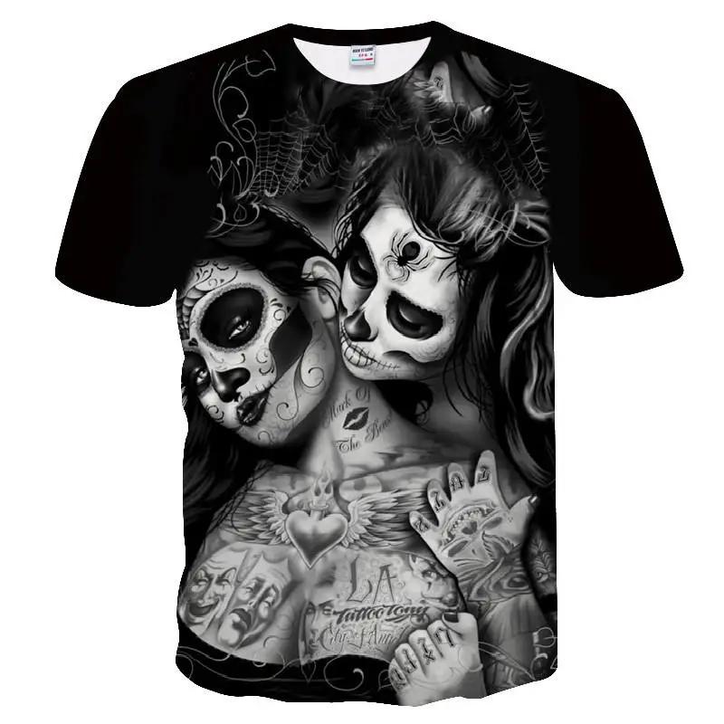 Men's skull print and beauty summer T-shirt,  shirt, hip-hop, 3D print,