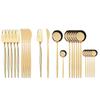 24Pcs Stainless Steel Dinnerware Set Black Gold Cutlery Spoon Fork Knife Western Cutleri Silverware Tableware Set Supplies