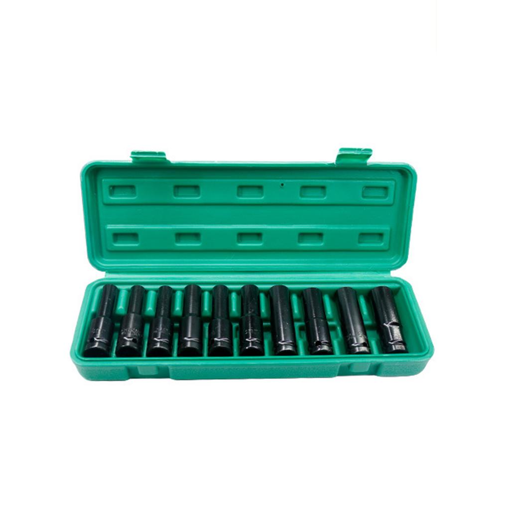 1/2Inch Drive Hex Impact Socket Set 10-Piece Deep Socket Metric Sizes Carbon Steel with