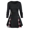 Women Plus Size Tops Tunic Tee Buttoned Plaid Print Long Sleeve T Shirt