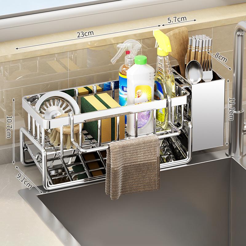New Stainless Steel Kitchen Sink Storage Rack Faucet Storage Rack Sponge Rack Self-draining Storage Rack