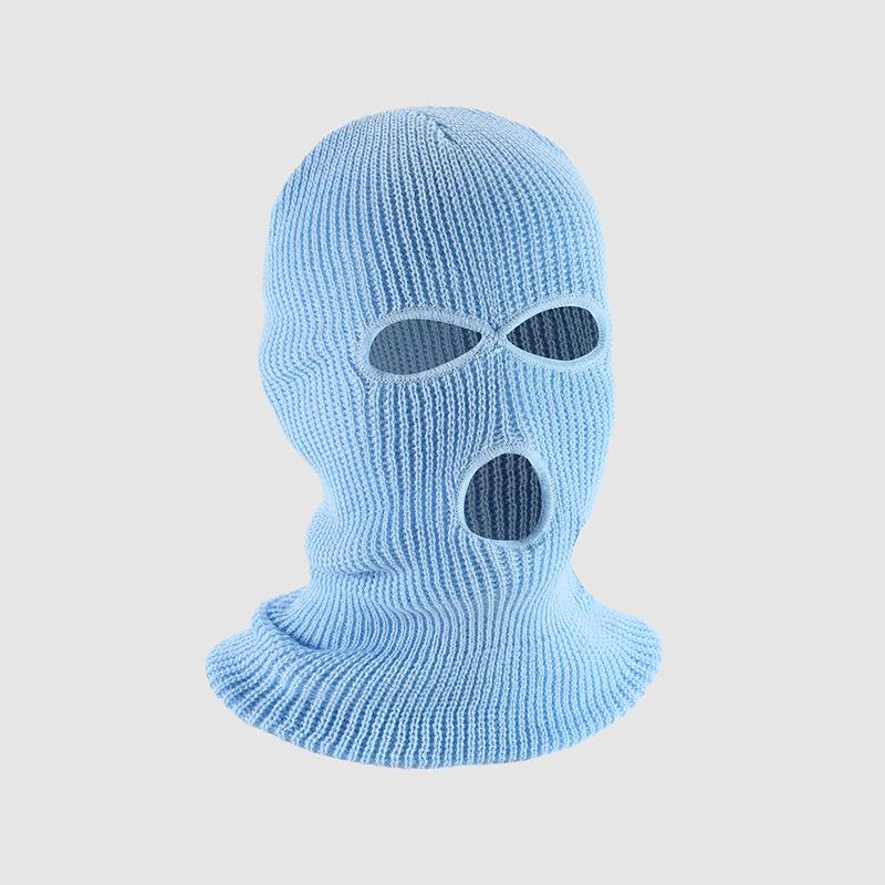 

Зимняя теплая вязаная балаклава: Ветрозащитная маска для лица с тремя отверстиями One Size