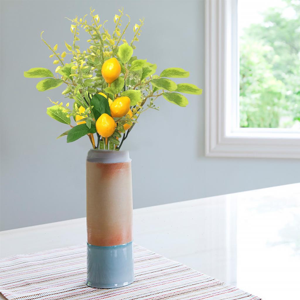 Artificial Lemon Branch with Green Leaf Simulation Fake Lemon Branch Lifelike Plant Stem for Home DIY Arrangement Decor