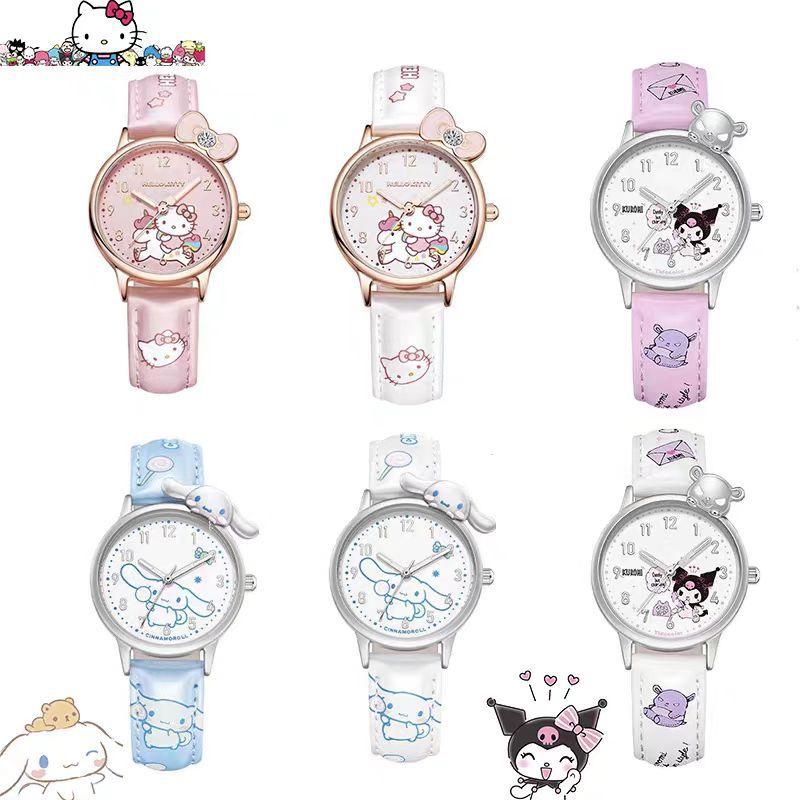 Cinnamoroll & Kuromi Kreative Cartoon Kinder Wasserdichte Quarz-Armbanduhr