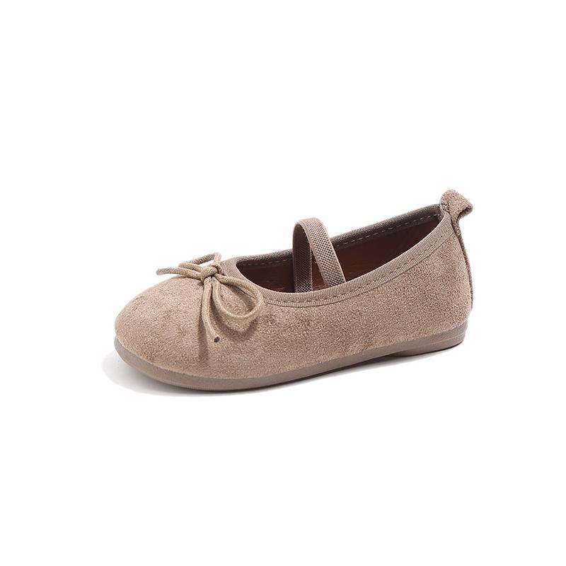 Kinder Matte Leder Flache Schuhe Weiche Sohle Rutschfest Bequeme Passform Slip-On Design mit Schleifenakzent für Kleinkinder und Kinder Freizeitkleidung