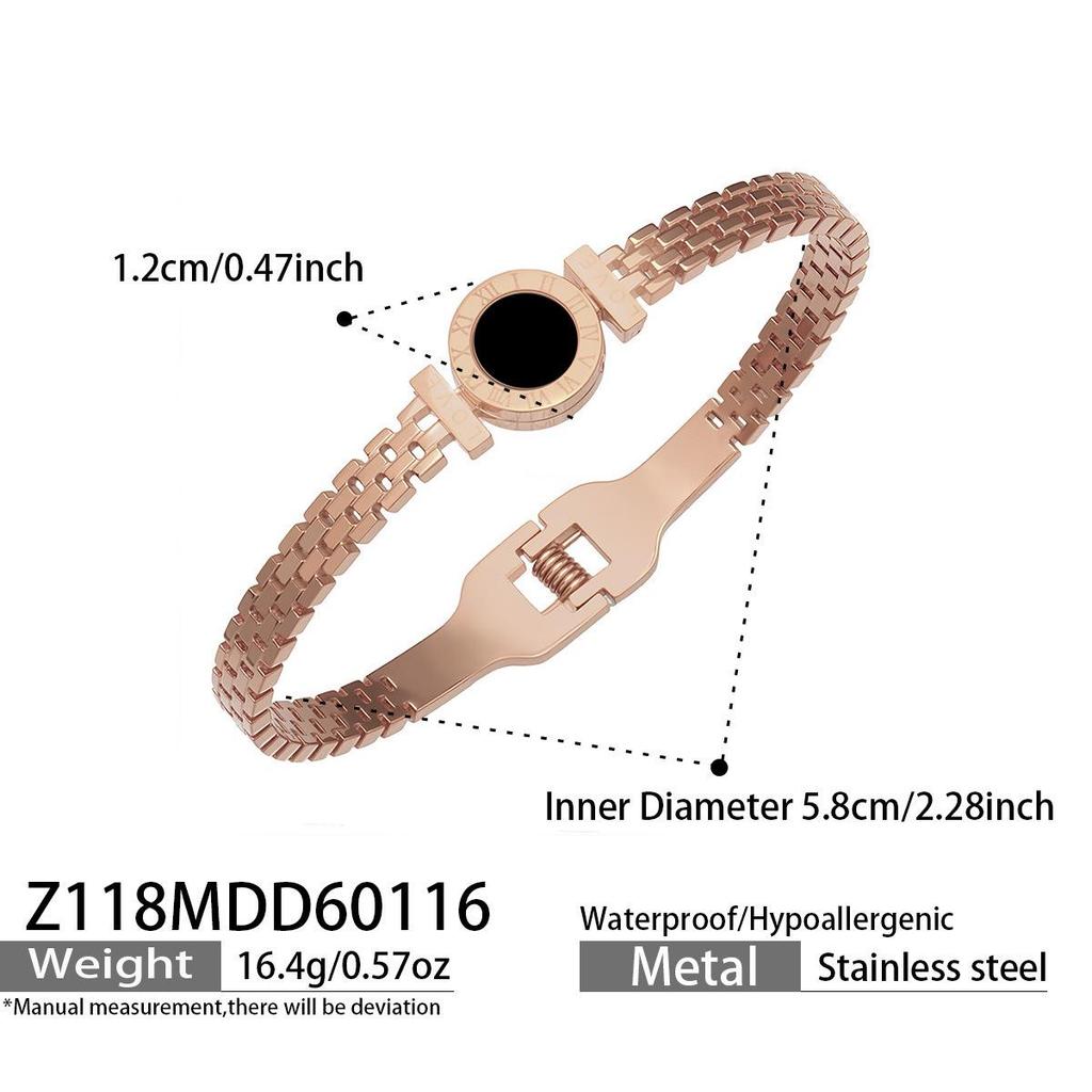 European Luxury Roman Numeral Dial Shell Acrylic Stainless Steel Openable Bracelet