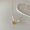 Transshipment Fu brand Fu character pearl collarbone necklace neck chain niche design sense round versatile women's design sense jewelry