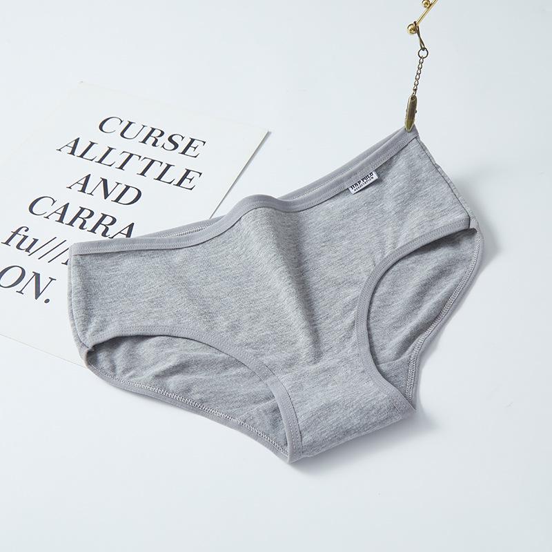 A001 Women's Mid-Waist Pure Cotton Solid Color Briefs