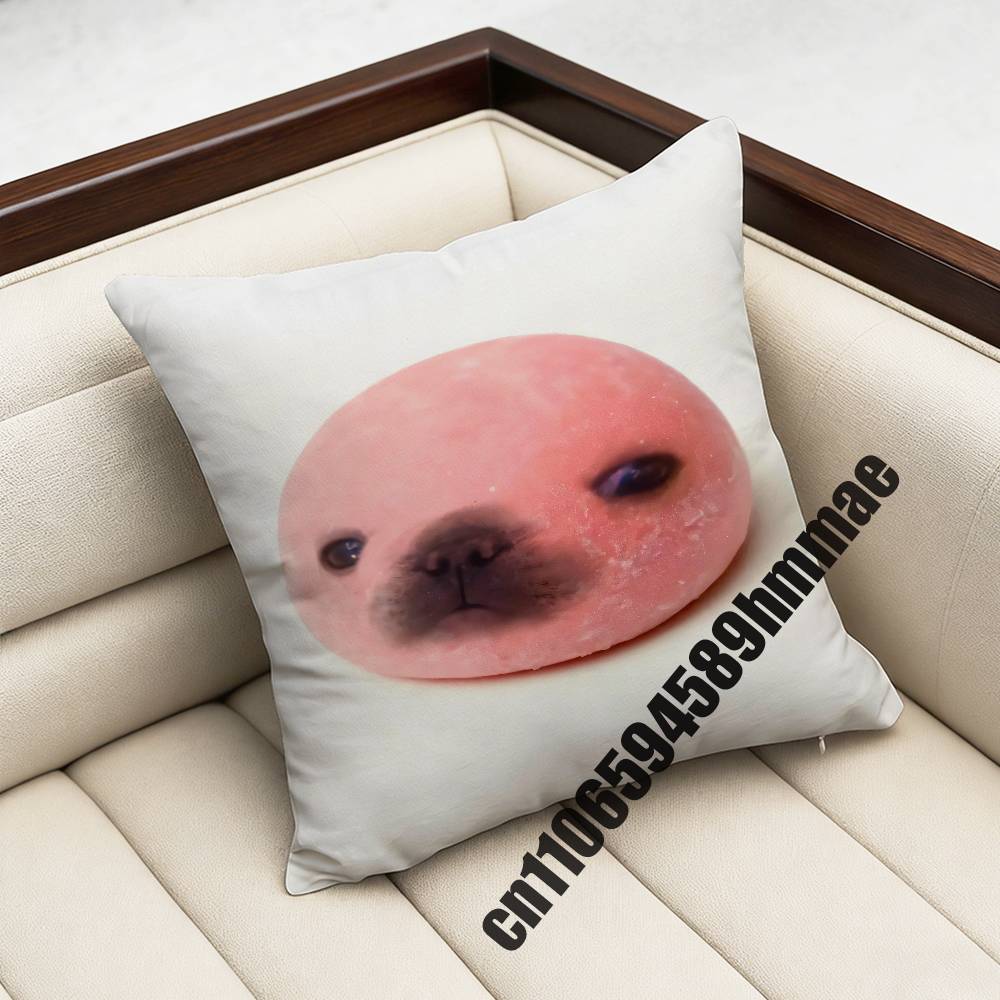 For Throw Pillow Case Sham 45X45Cm 35X35Cm Square Bedroom Seals Fruit Cute Seal Sea Meme Pillowcase Cushion Cover