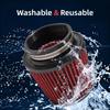 3" 3.5" 4" Inlet Car Replacement Cold Air Intake Filter 76Mm 89Mm 102Mm 3 Sizes In 1 High Flow Performance Cone Air Filter (Red)