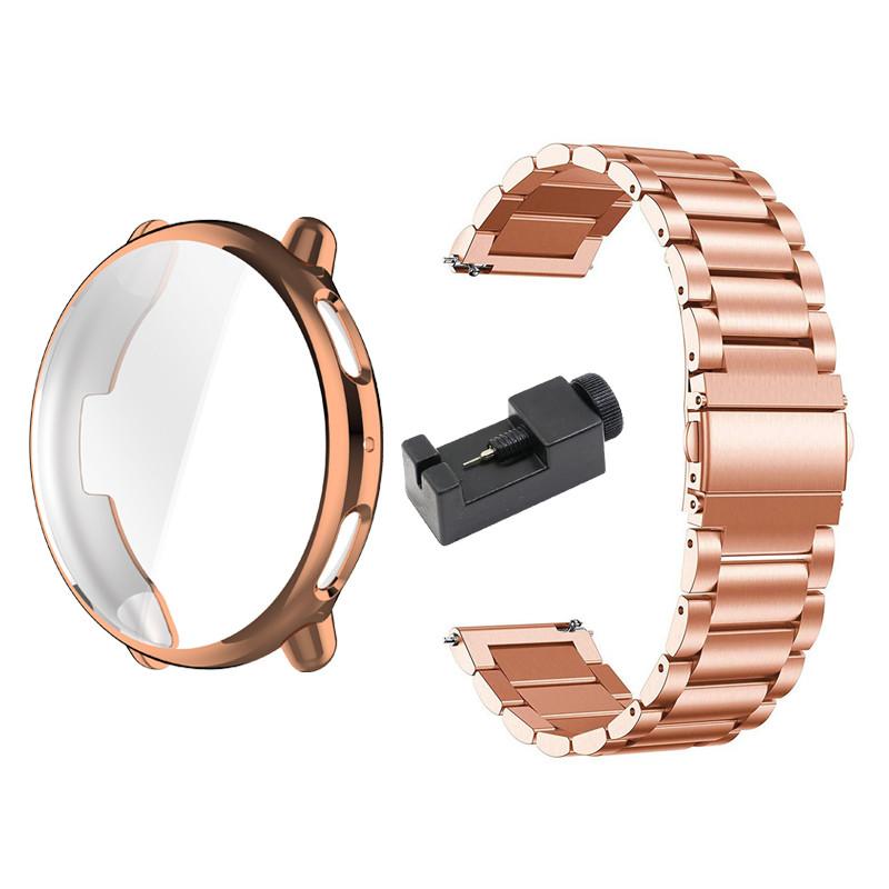 Stainless Steel Strap with TPU Protection Case For Amazfit Active 2 Smartwatch Band Metal Bracelet Watchband Accessories
