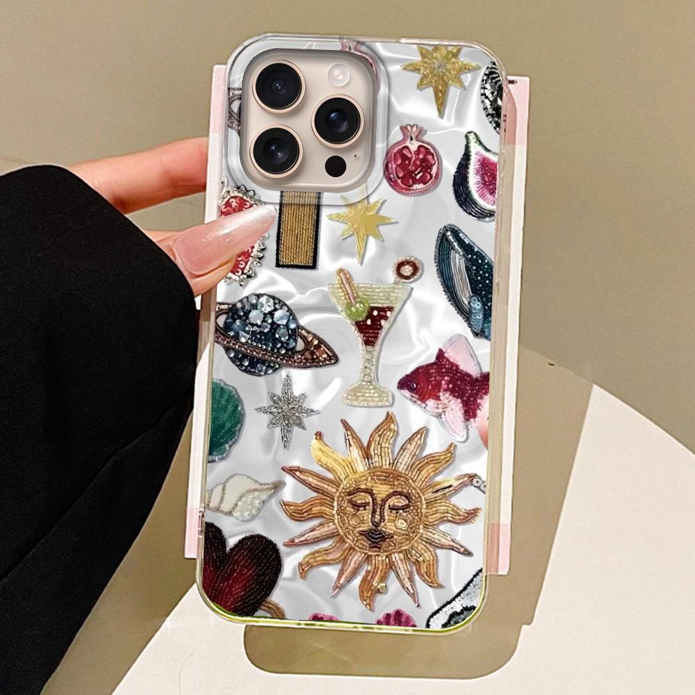 Summer Fruit Sun Face Water Texture Girl Phone Case for Iphone 16 15 14 7 8 Plus 13 11 12 Pro Max X XS XR SE 2022 2020 16e Cover