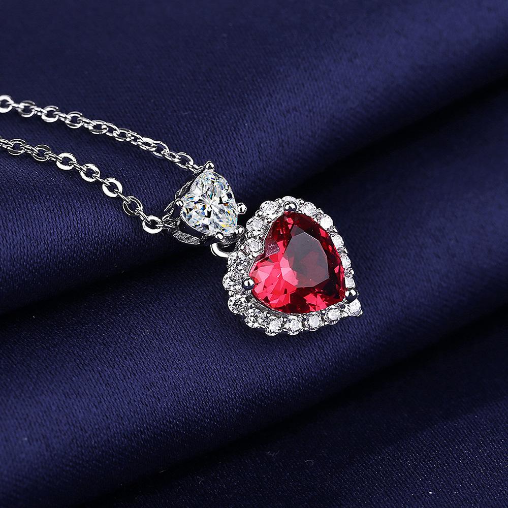 925 Sterling Silver Necklace Shiny Ocean Star Zircon Heart Pendant Necklace Women's Party Birthday Wedding Jewelry Gift