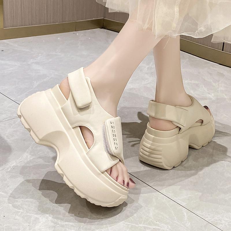 Mode Sandalen für Frauen 2024 Sommer Neue 8cm Erhöhte Fisch Mund Keil Dicken Sohlen Plattform Römischen Sandalen