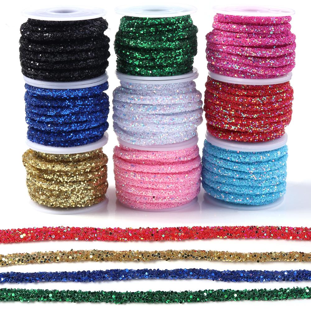 5yards/lot Rhinestone Tube Cord Rope Rhinestones Sequins Trimmings PVC Rope For Wedding Party DIY Clothing Shoes Headwear Decor