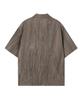 Weseullihyuseuteon Crinkle Linen Open Collar Half Shirt Dark Brown