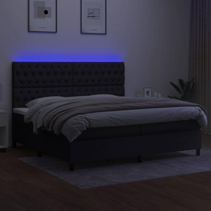 Maison Exclusive - Sommier à lattes de lit et matelas et LED Noir 200x200 cm Tissu