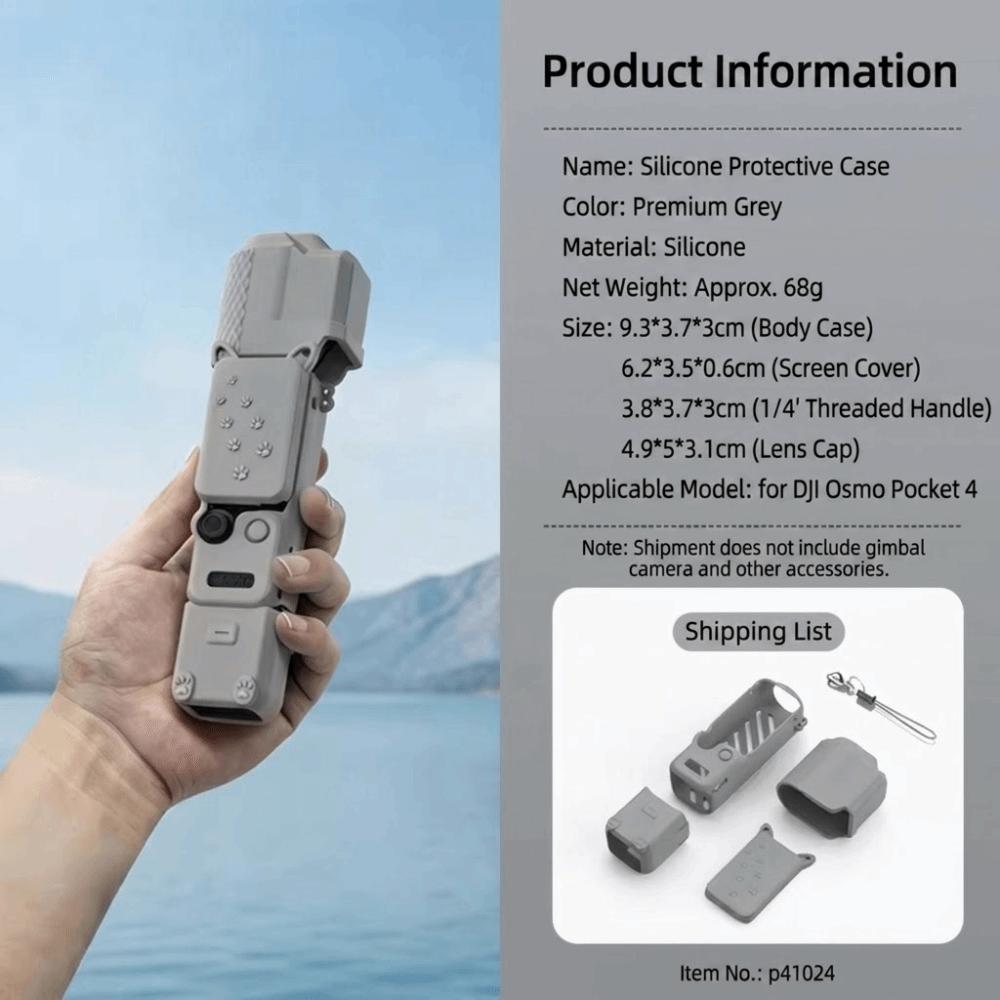 

Anti-scratch Lens Protector Silicone Material Silicone Sleeve for DJI Osmo Pocket 4 Pocket Camera сірий
