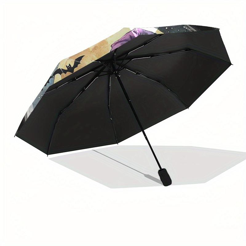 Halloween Decorative Plate with Witch Hat PumpkinDesignUmbrella, Portable 3-Fold Compact Umbrella for Men & Women Gift