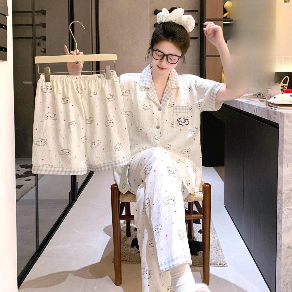 Cloud Cotton Sleepwear Set For Women With Chest Padding Summer Casual Homewear For Girls