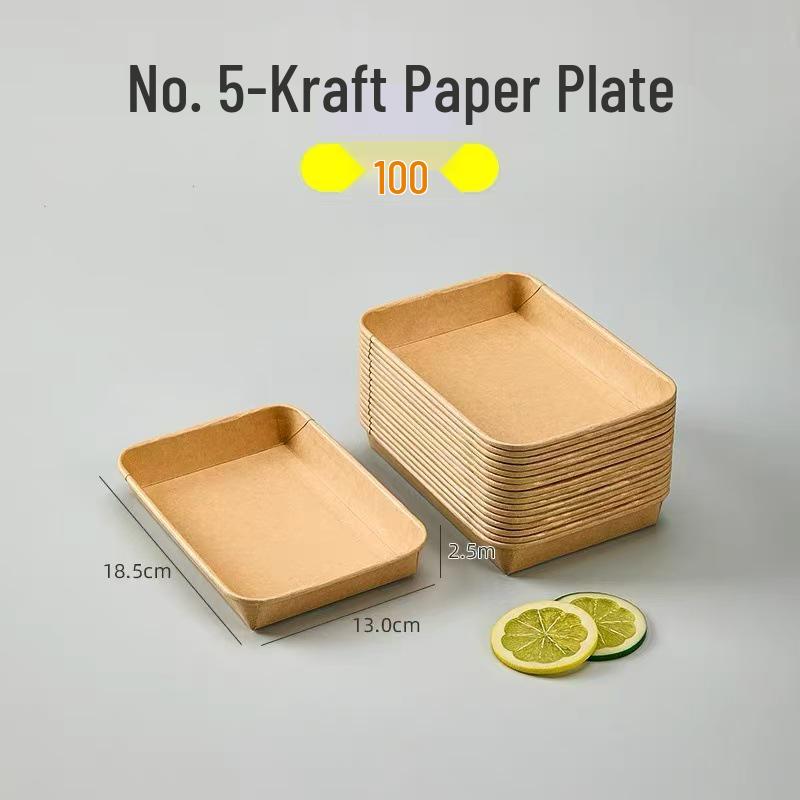 Einweg-Kraftpapier-Essteller - Rechteckig/Quadratisch, Lebensmittelqualität für BBQ, Picknick, Party.