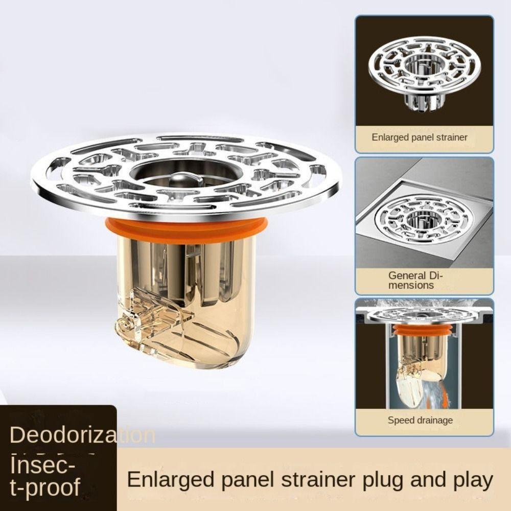 Self-Closing Floor Drain Core Odor Prevention Floor Strainer Cover Shower Drain Filter Bathroom